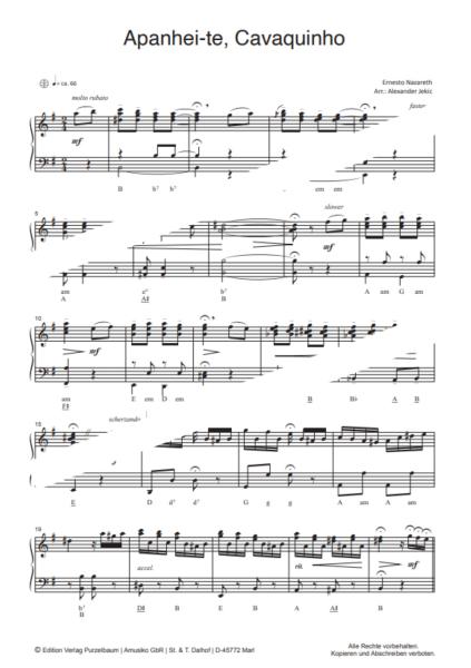 Apanhei-te, Cavaquinho, Ernesto Nazareth, Alexander Jekic, Akkordeon-Solo, Standardbass MII, Einzelausgabe, Konzert, Wettbewerb, Unterricht, virtuos, mittelschwer-schwer, Akkordeon Noten, Beispielseite
