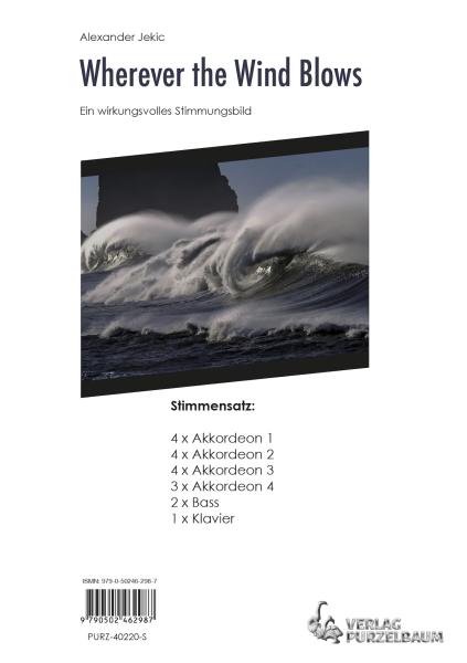 Wherever the Wind Blows, Alexander Jekic, Akkordeon-Orchester, Jugend-Orchester, Stimmungsbild, leicht, Originalkomposition, Originalmusik, Akkordeon Noten, Stimmensatzdeckblatt