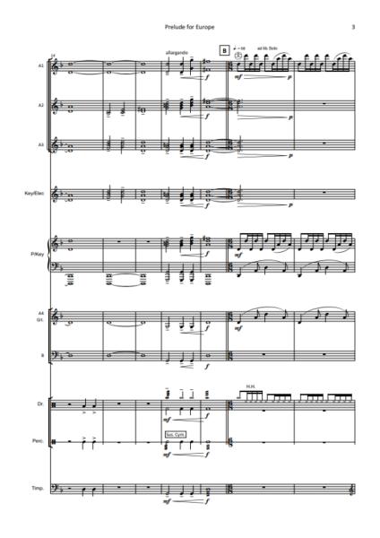 Prelude for Europe, Hans-Günther Kölz, Akkordeonorchester, Europaorchester, World Music Festival, Innsbruck, mittelschwer, Akkordeon Noten, Originalkomposition, Auftragskomposition, Originalmusik, Blick in die Noten