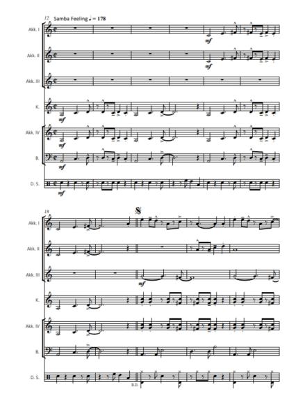 Latin-Connection, Thomas Ott, Akkordeon-Orchester, schwungvolle Samba, mittelschwer, Originalkomposition, Originalmusik, Akkordeon Noten, Beispielseite