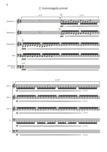 Gartenmusik, Kai Armbruster, Akkordeon-Orchester, Akkordeon-Ensemble, Suite in 5 Sätzen, auch für kleine Besetzung, leicht, Originalkomposition, Originalmusik, Akkordeon Noten, Beispielseite