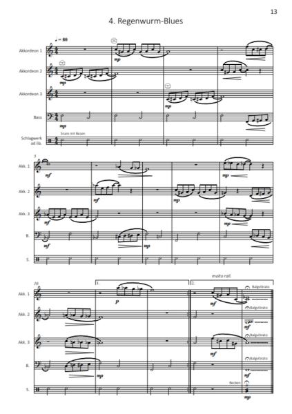 Gartenmusik, Kai Armbruster, Akkordeon-Orchester, Akkordeon-Ensemble, Suite in 5 Sätzen, auch für kleine Besetzung, leicht, Originalkomposition, Originalmusik, Akkordeon Noten, Blick in die Noten