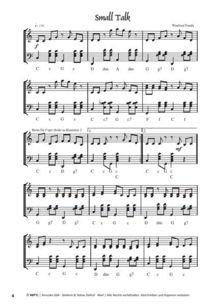 Zehn Miniaturen, Winfried Funda, Akkordeon-Solo, Standardbass MII, Melodiebass MIII, Spielheft, Solo-Band, leicht-mittelschwer, Akkordeon Noten, Notenbeispiel