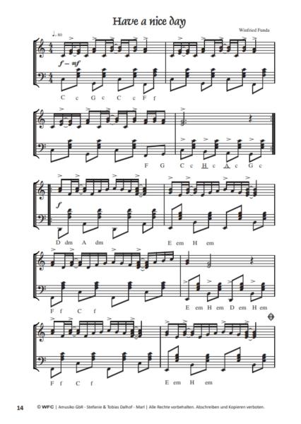 Zehn Miniaturen, Winfried Funda, Akkordeon-Solo, Standardbass MII, Melodiebass MIII, Spielheft, Solo-Band, leicht-mittelschwer, Akkordeon Noten, Beispielseite
