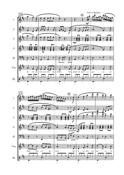 Früh links erwachen, Winfried Funda, Medley. Akkordeon-Orchester, ​es darf mitgesungen werden, mittelschwer, Akkordeon Noten, Probeseite