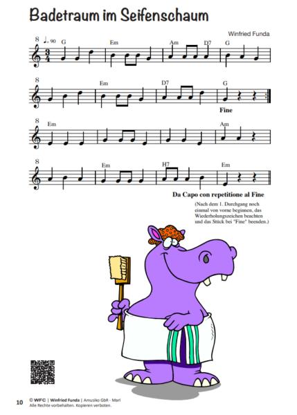 Musaik 1, Winfried Funda, Instrumente in C-Stimmung, Querflöte, Oboe, Geige, Spielheft, Soloband, Anfänger, Einsteiger, Musizieren lernen, mit Online-Audio, sehr leicht-leicht, Originalkompositionen, Originalmusik, Noten für C-Instrumente, Notenbeispiel