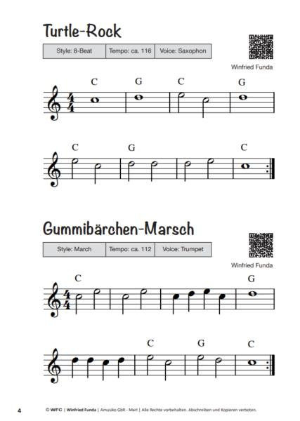 Step by Step, Winfried Funda, Altblockflöte, Spielheft, Soloband, Anfänger, Einsteiger, Flöte spielen lernen, 28 leichte Spielstücke, mit Online-Audio, sehr leicht-leicht, Originalkompositionen, Originalmusik, Noten für Flöte, Blick in die Noten