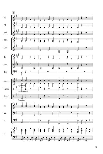 Ballonfahrt, Winfried Funda, Kunterbuntes Orchester, Originalkomposition, leicht, Noten für Schulorchester, Notenbeispiel